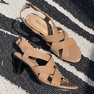 Rose Petals leather patent heel